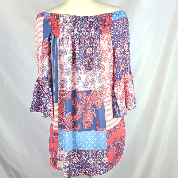 Est. 1946 Boho Patchwork On or Off Shoulder Blouse - Picture 6 of 12